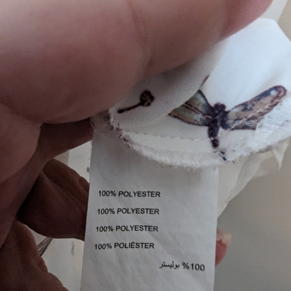 Michel Studio Plus size mini dress or tunic , White with dragonfly and flower - Picture 6 of 11